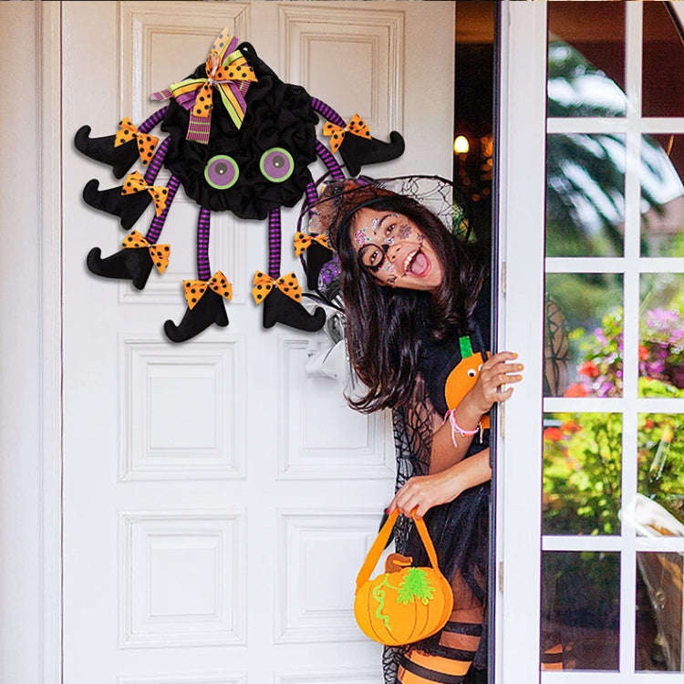 Fabric Spider Door Hanging Halloween Wreath Window Pendant(Multi-foot Spider)