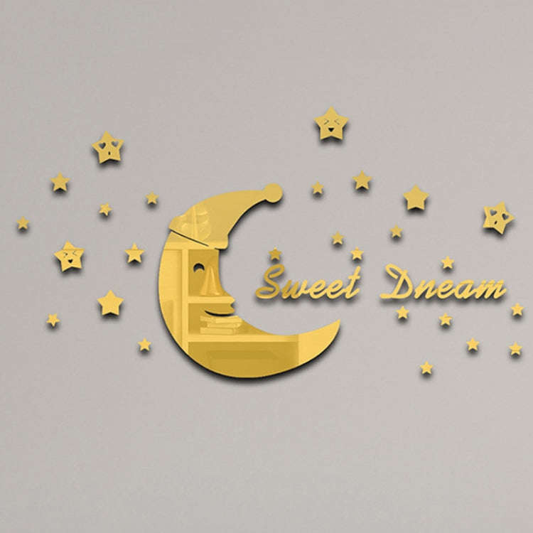 32pcs /Set Acrylic SweetDream Mirror Stereo Wall Stickers Home Decoration Soft Mirror(Gold)
