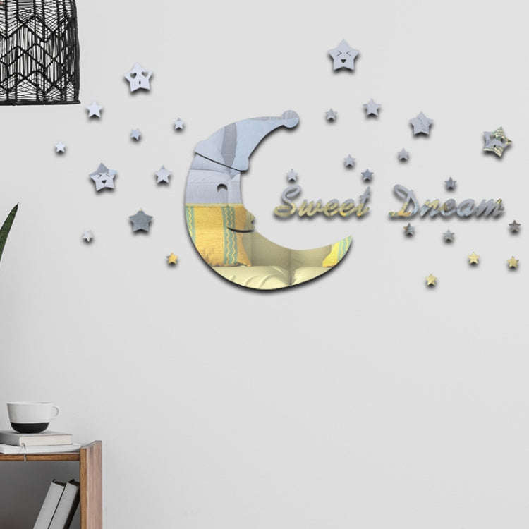 32pcs /Set Acrylic SweetDream Mirror Stereo Wall Stickers Home Decoration Soft Mirror(Gold)