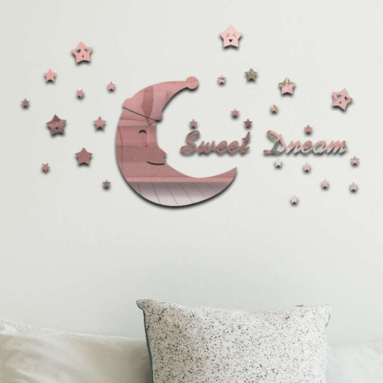 32pcs /Set Acrylic SweetDream Mirror Stereo Wall Stickers Home Decoration Soft Mirror(Gold)