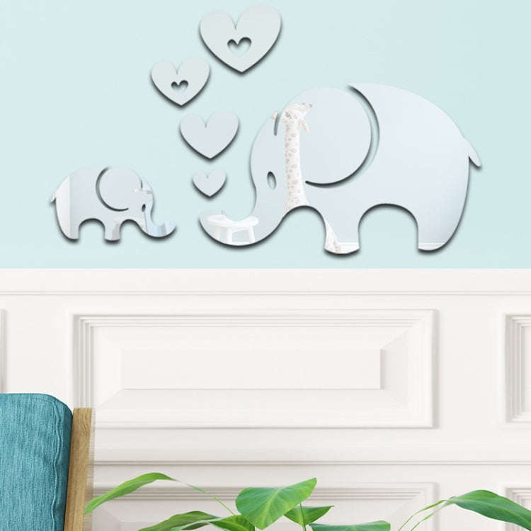 6pcs /Set Acrylic Elephant Mirror Stereo Wall Stickers Home Decoration Soft Mirror(Gold)