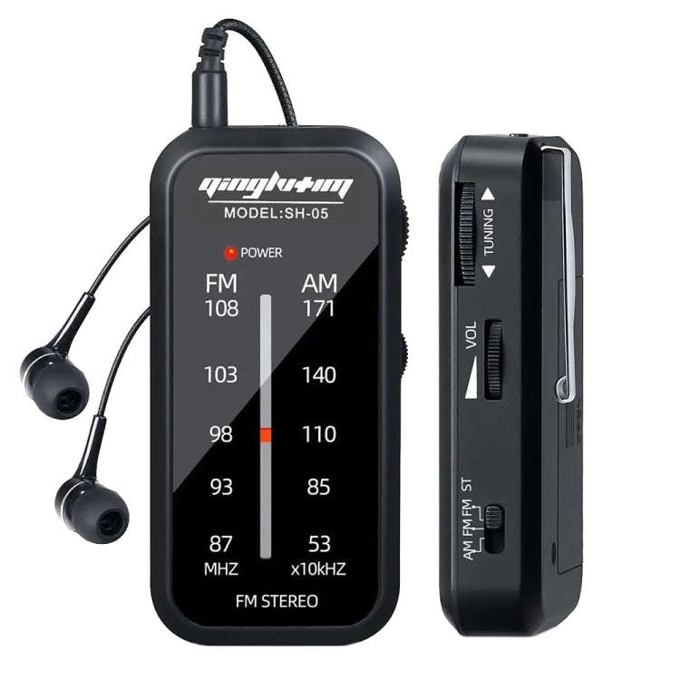 SH-05 Mini Listening Test Special Pin-Type FM/AM Two-Band Radio With Back Clip(Black)