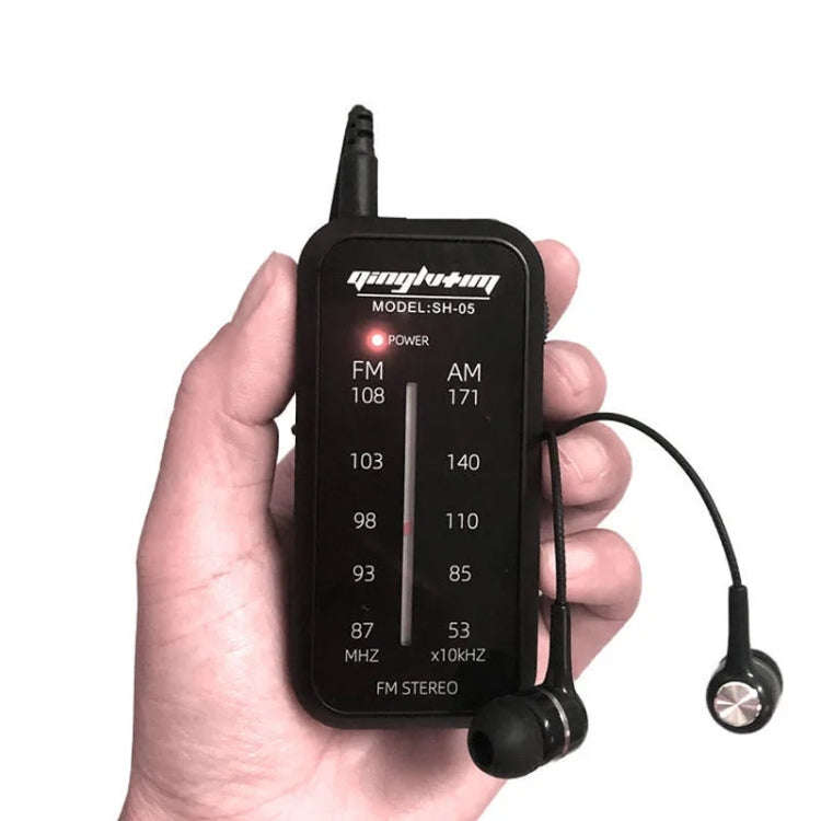 SH-05 Mini Listening Test Special Pin-Type FM/AM Two-Band Radio With Back Clip(Black)