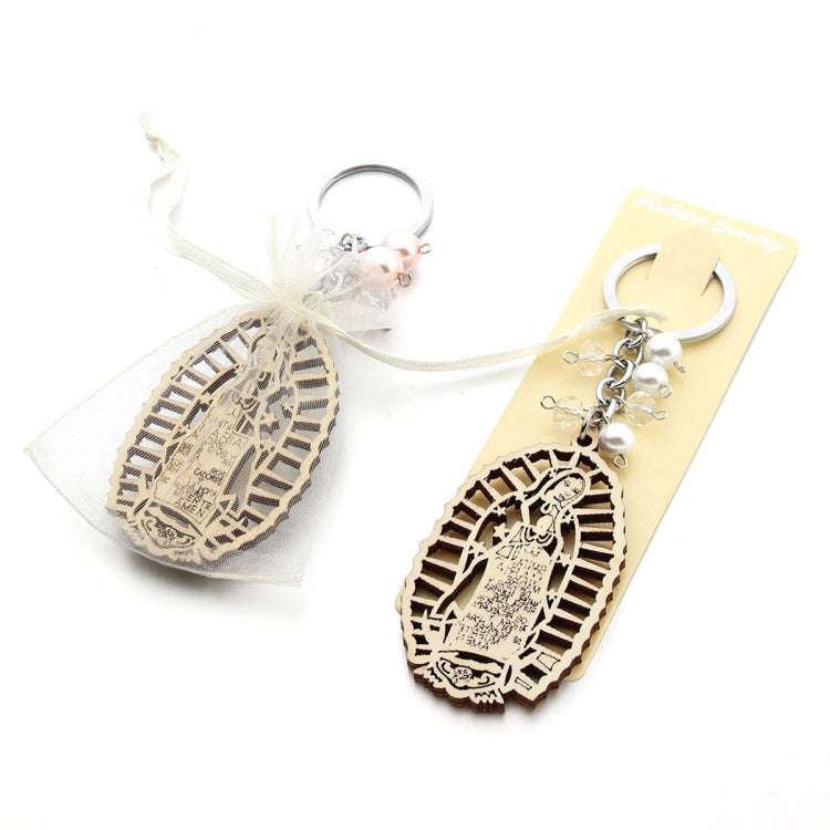 Wooden Sign Religious Baptismal Keychain(White)