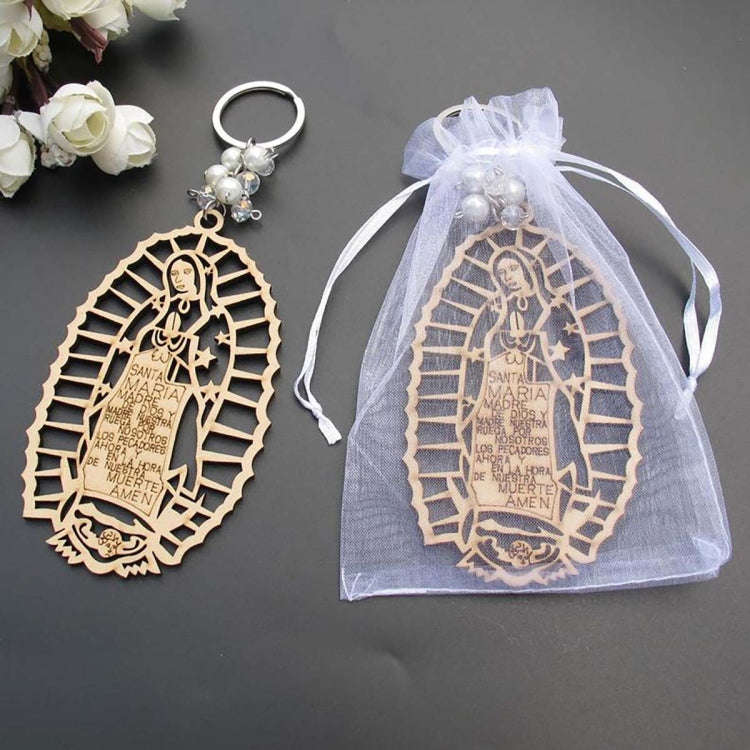 Wooden Sign Religious Baptismal Keychain(Pink)