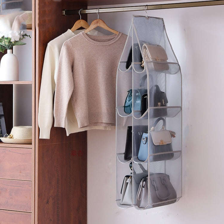 Bag Storage Hanging Bag Wardrobe Hanging Dust-proof Fabric Storage Bag, Spec: 8 Pockets Gray
