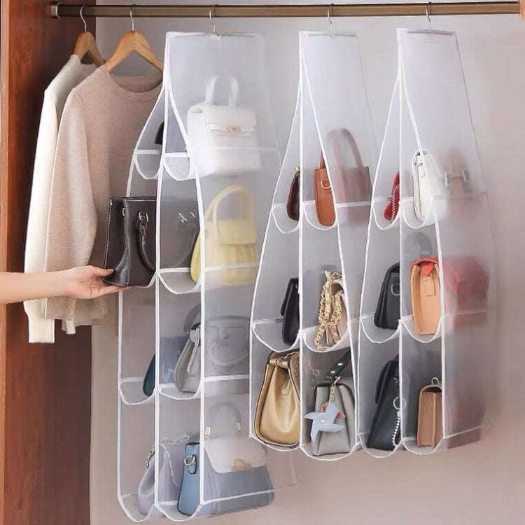 Bag Storage Hanging Bag Wardrobe Hanging Dust-proof Fabric Storage Bag, Spec: 8 Pockets Gray