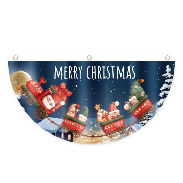 Cartoon Printed Outdoor Fan-shaped Hanging Flag Christmas Decorations, Style: Train