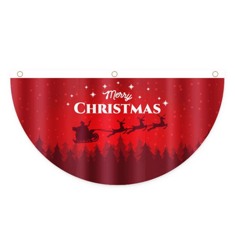 Cartoon Printed Outdoor Fan-shaped Hanging Flag Christmas Decorations, Style: Deer Cart