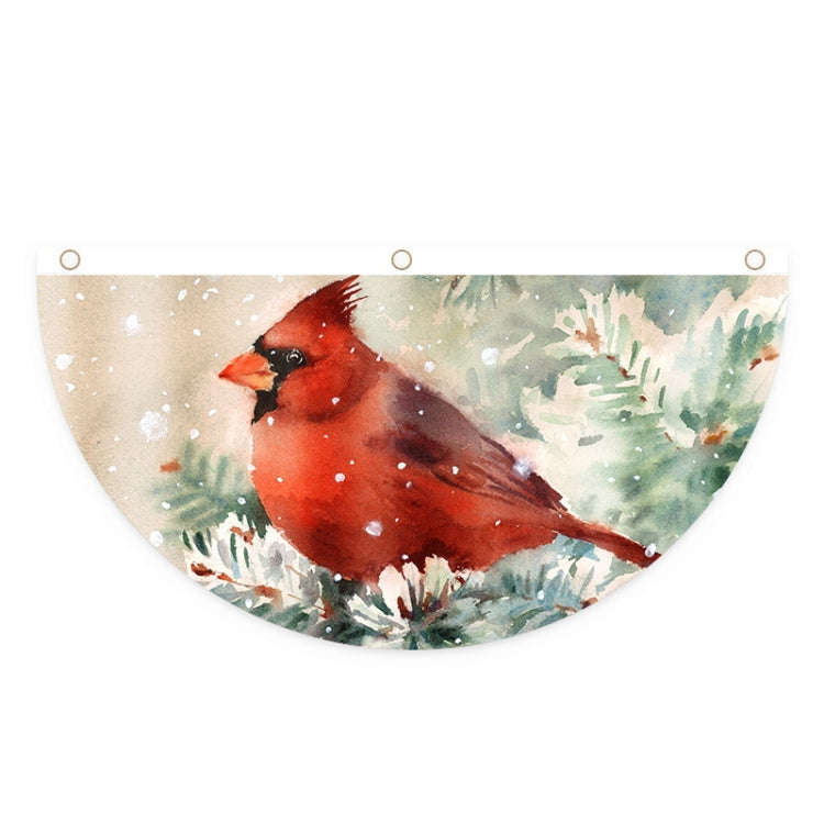 Cartoon Printed Outdoor Fan-shaped Hanging Flag Christmas Decorations, Style: Birds