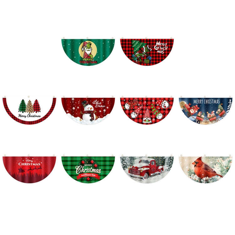 Cartoon Printed Outdoor Fan-shaped Hanging Flag Christmas Decorations, Style: Christmas Tree