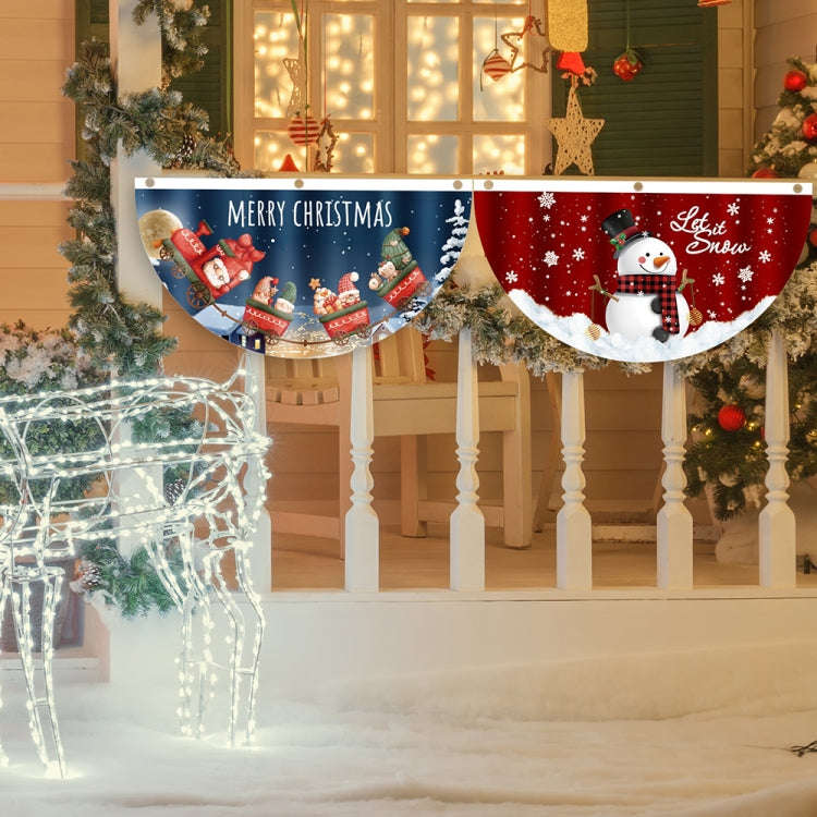 Cartoon Printed Outdoor Fan-shaped Hanging Flag Christmas Decorations, Style: Train