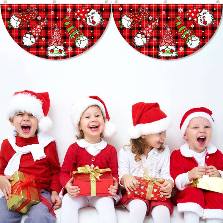 Cartoon Printed Outdoor Fan-shaped Hanging Flag Christmas Decorations, Style: Elderly