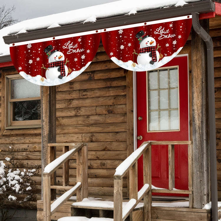 Cartoon Printed Outdoor Fan-shaped Hanging Flag Christmas Decorations, Style: Train