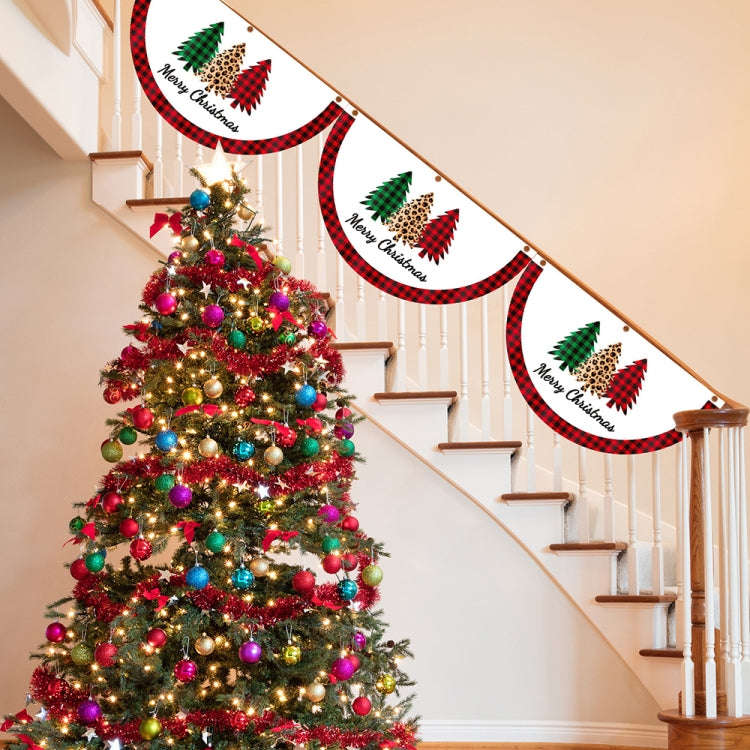 Cartoon Printed Outdoor Fan-shaped Hanging Flag Christmas Decorations, Style: Christmas Tree