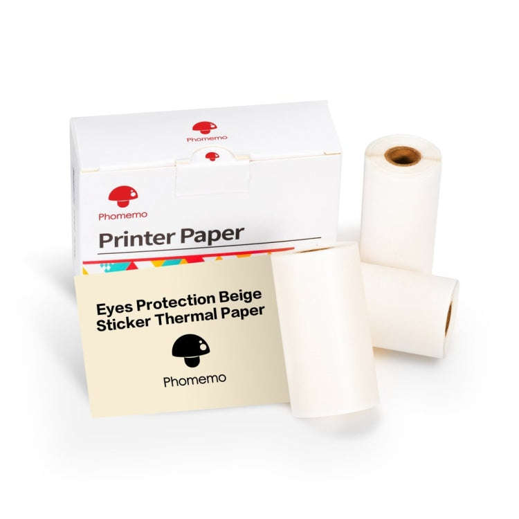 For Phomemo M02 / M02S / M02 Pro 3rolls /Pack 53mm 10 Years Eyes Protection Beige Sticker Thermal...