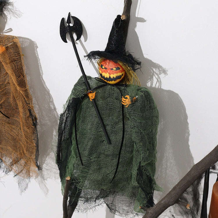 Halloween Terror Pumpkin Doll Pendant Haunted House Party Hanging Ghost Props(Purple)