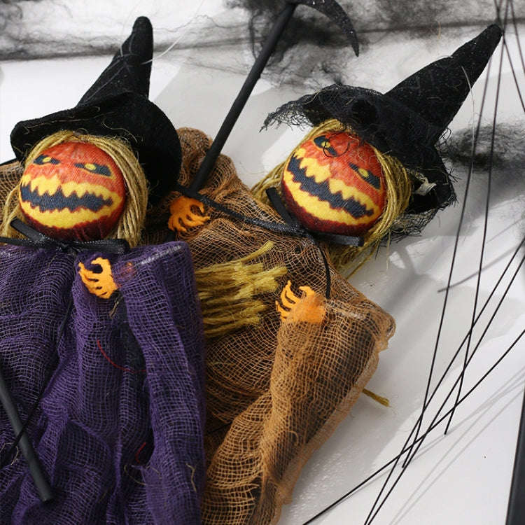 Halloween Terror Pumpkin Doll Pendant Haunted House Party Hanging Ghost Props(Purple)
