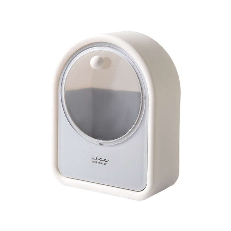 Wall-mounted Flip-top Cotton Swab Storage Box Cosmetics Box(White Gray)