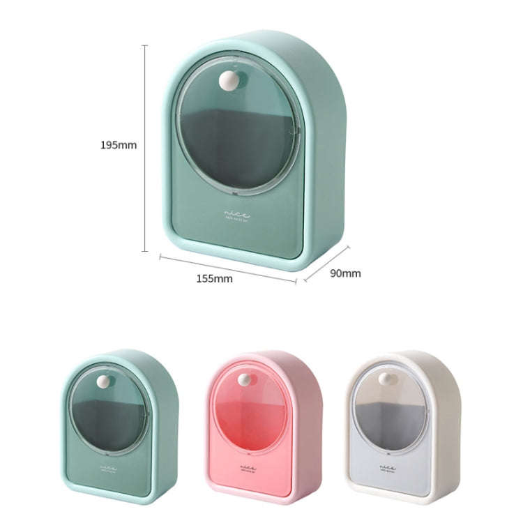 Wall-mounted Flip-top Cotton Swab Storage Box Cosmetics Box(Green)