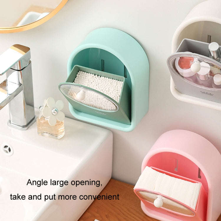 Wall-mounted Flip-top Cotton Swab Storage Box Cosmetics Box(Green)