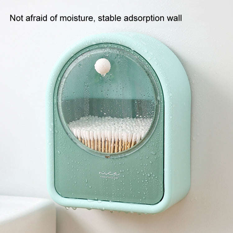Wall-mounted Flip-top Cotton Swab Storage Box Cosmetics Box(Green)