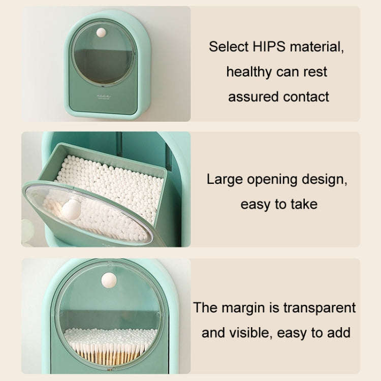 Wall-mounted Flip-top Cotton Swab Storage Box Cosmetics Box(Green)