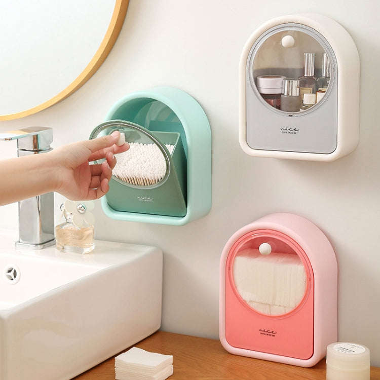Wall-mounted Flip-top Cotton Swab Storage Box Cosmetics Box(Pink)