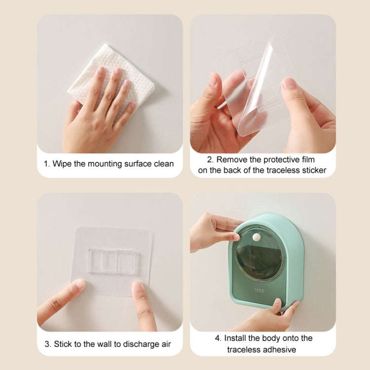 Wall-mounted Flip-top Cotton Swab Storage Box Cosmetics Box(Green)
