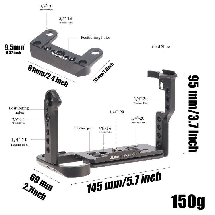 For Sony FX30 FX3 Camera JLWIN Protection Cage Stabilizer Rig, Spec: Rabbit Cage + Top Board