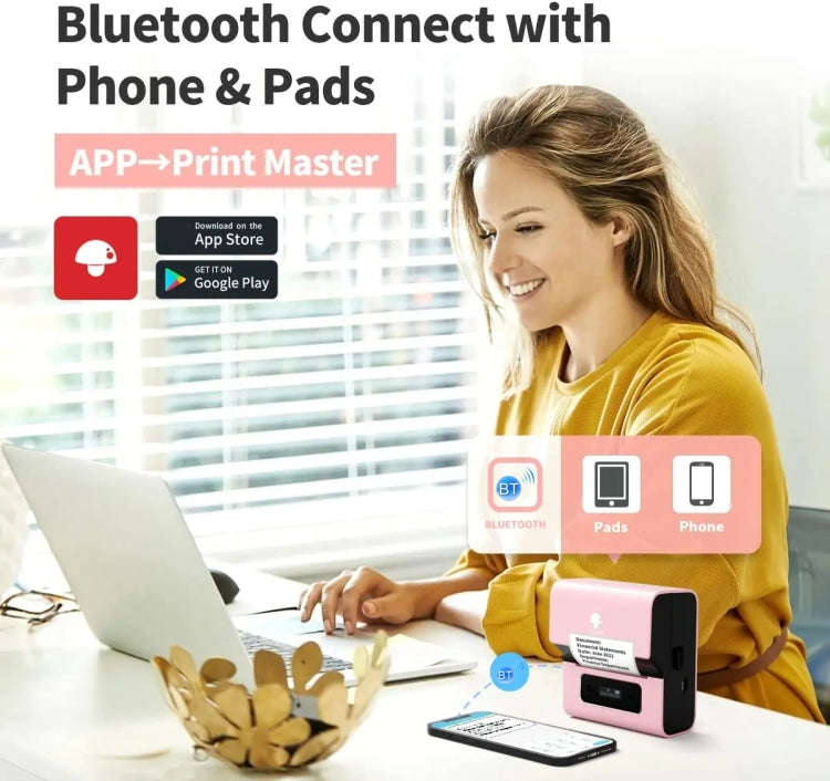 Phomemo M221 Thermal Wireless Label Printer Barcode Bluetooth Label Maker(Pink)