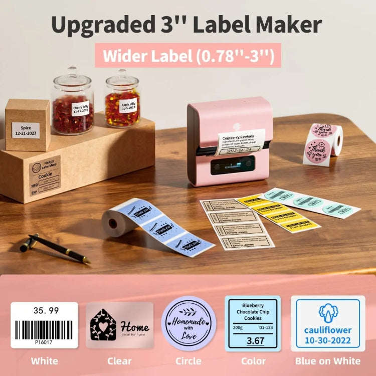 Phomemo M221 Thermal Wireless Label Printer Barcode Bluetooth Label Maker(Pink)