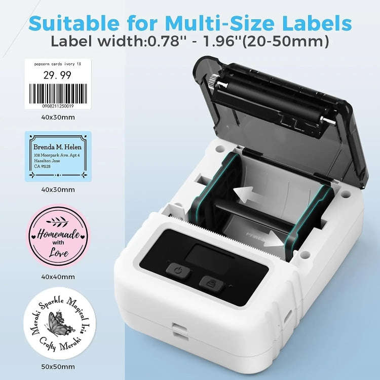 Phomemo M120 Label Maker Barcode Printer Bluetooth Thermal Label Machine(White)