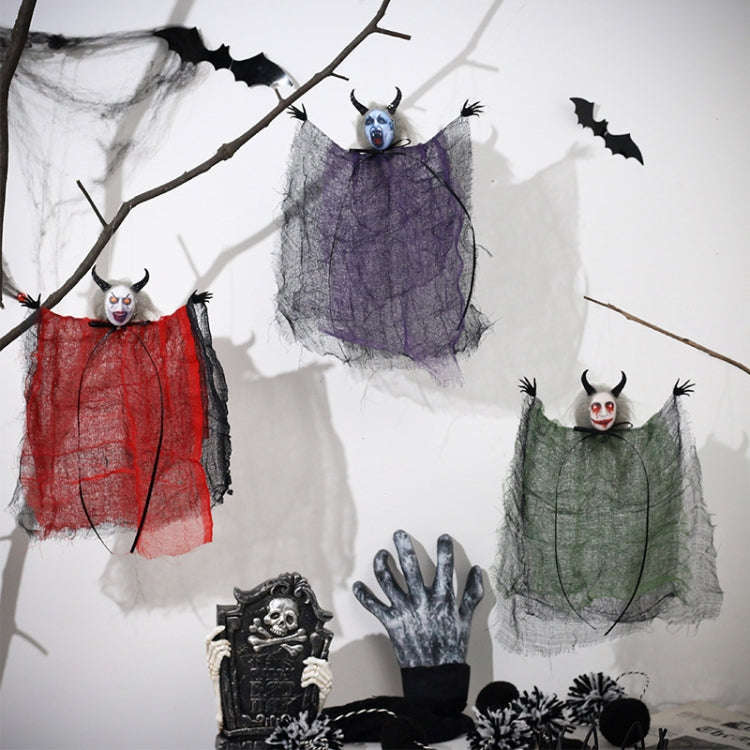 Halloween Decorations Horror Evil Ghost Doll Pendant Haunted House Decoration Props(Purple)