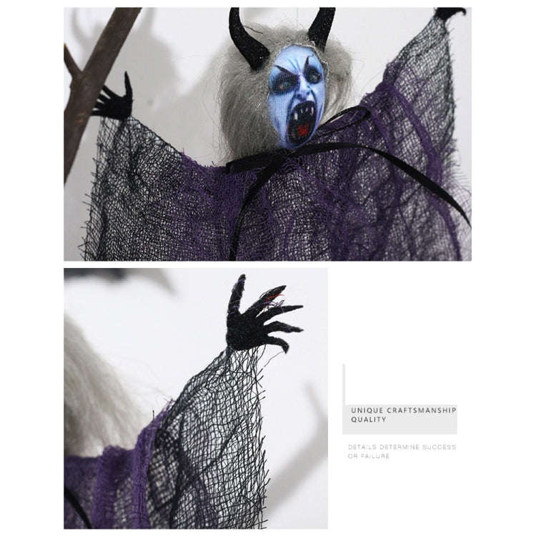 Halloween Decorations Horror Evil Ghost Doll Pendant Haunted House Decoration Props(Purple)