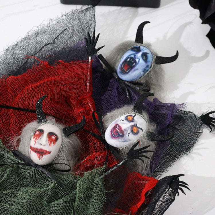 Halloween Decorations Horror Evil Ghost Doll Pendant Haunted House Decoration Props(Purple)