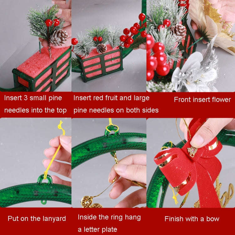 Christmas Wreath Timing Lighting Lights Door Decorations Pine Needle Ornaments Showcase(Golden Fl...