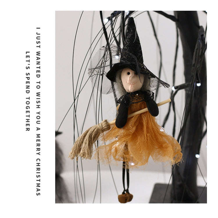 Halloween Broom Witch Doll Pendant Ghost Festival Party Props(Green)
