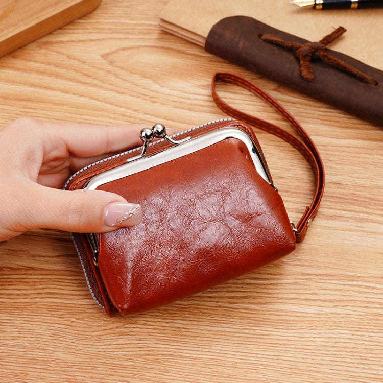 Ladies Buckle Coin Purse Detachable Large Capacity Clutch Bag Multi-card Slot Wallet(Light Brown)