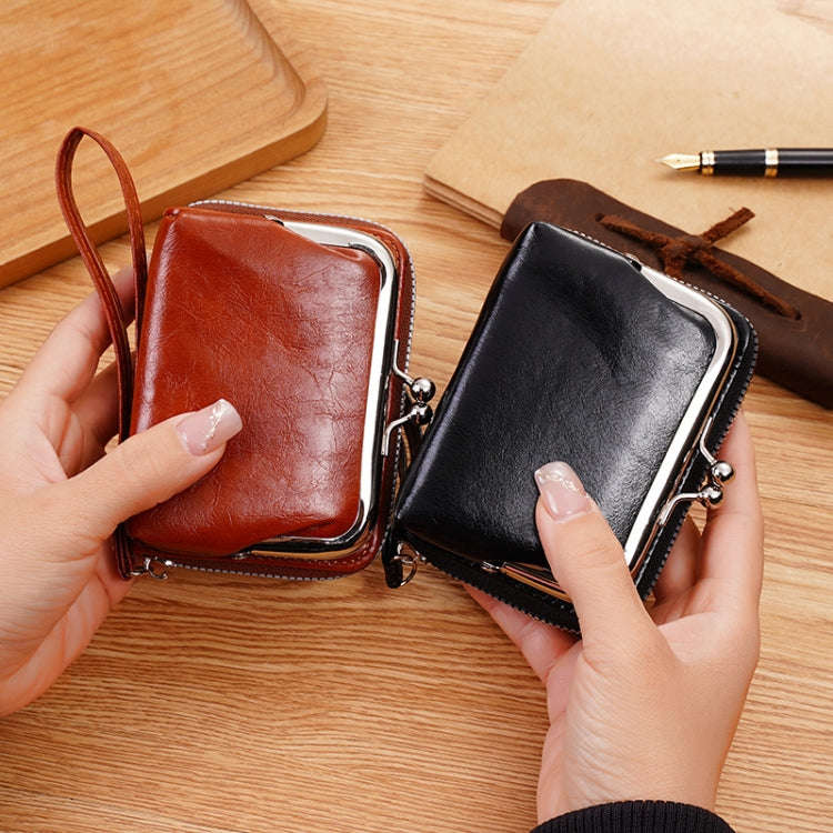 Ladies Buckle Coin Purse Detachable Large Capacity Clutch Bag Multi-card Slot Wallet(Black)