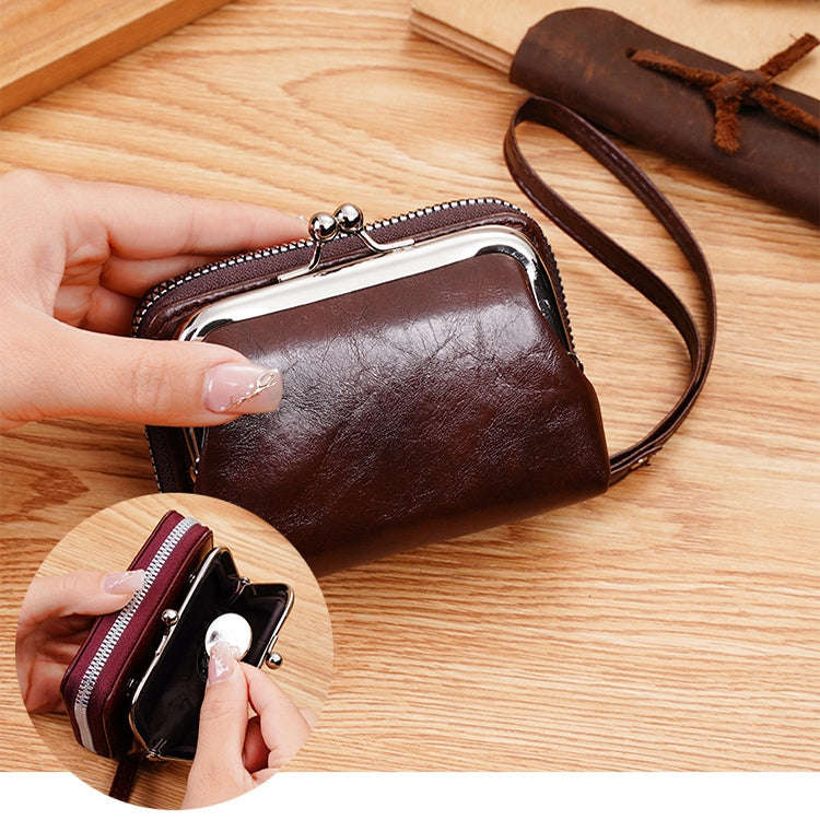 Ladies Buckle Coin Purse Detachable Large Capacity Clutch Bag Multi-card Slot Wallet(Light Brown)