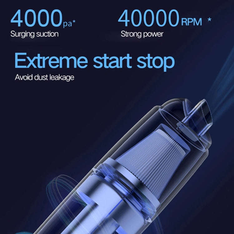 Mini Portable Detachable Wireless Handheld Powerful Car Vacuum Cleaner, Style: Plastic Filter (Bl...