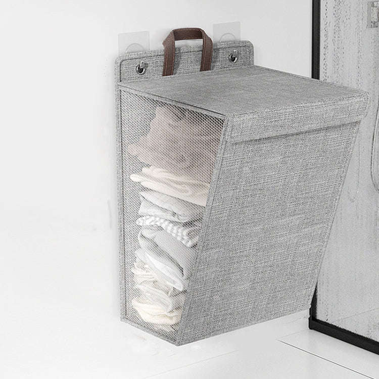 Foldable Hanging Laundry Basket Dirty Clothes Organizer with Lid, Color: Gray  56 x 39 x 13cm