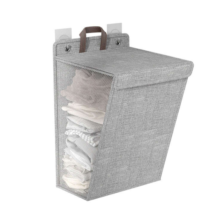 Foldable Hanging Laundry Basket Dirty Clothes Organizer with Lid, Color: Gray  56 x 39 x 13cm