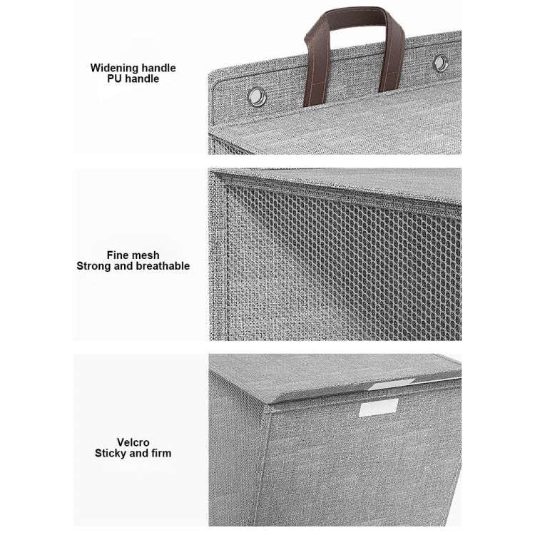 Foldable Hanging Laundry Basket Dirty Clothes Organizer with Lid, Color: Gray  56 x 39 x 13cm