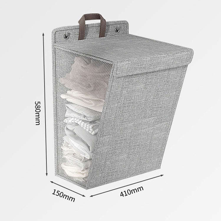 Foldable Hanging Laundry Basket Dirty Clothes Organizer with Lid, Color: Gray  56 x 39 x 13cm