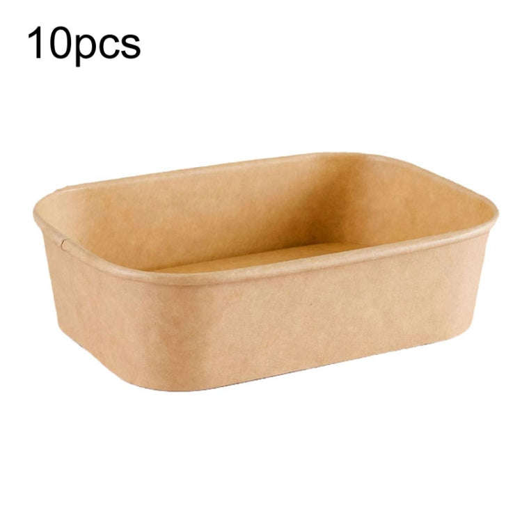 10pcs 500ml Disposable Kraft Paper Lunch Box Rectangular Round Corner Takeaway Packaging Boxes(K2...