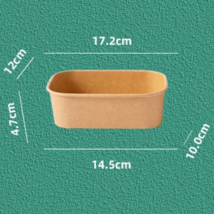 10pcs 500ml Disposable Kraft Paper Lunch Box Rectangular Round Corner Takeaway Packaging Boxes(K2...