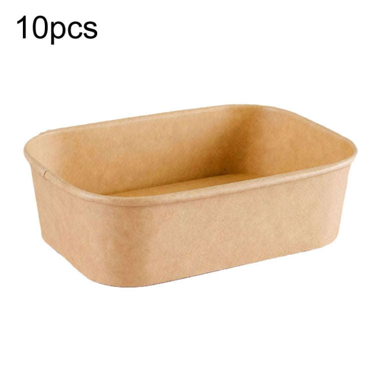 10pcs 650ml Disposable Kraft Paper Lunch Box Rectangular Round Corner Takeaway Packaging Boxes(K2...