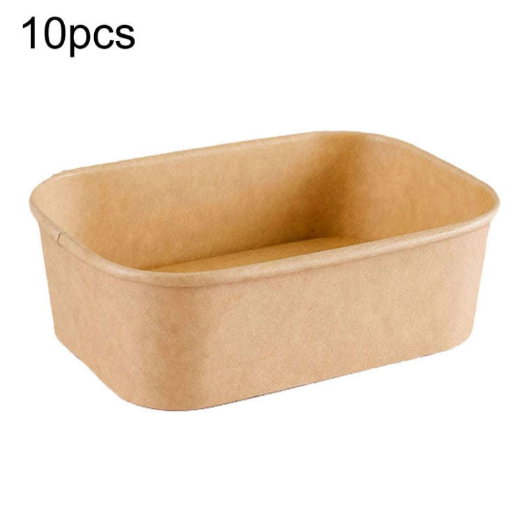 10pcs 750ml Disposable Kraft Paper Lunch Box Rectangular Round Corner Takeaway Packaging Boxes(K2...